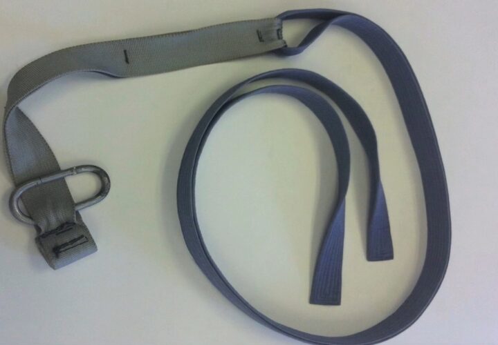 Original TRX prototype made with nylon straps and a metal carabiner.